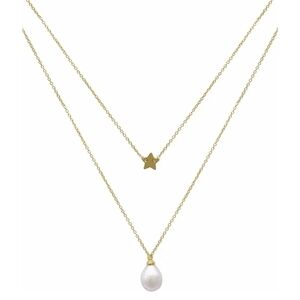 14K Gold Plated Star & Baroque Pearl Layered Necklace